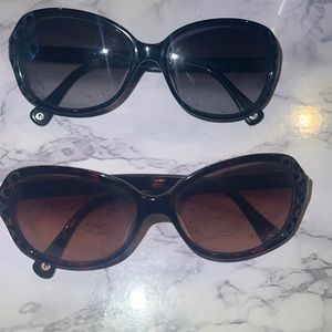 Two pair of Coach Sunglasses Brown and Black